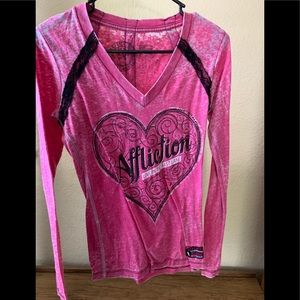 Affliction pink long sleeve
